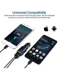 Cargador para automóvil, 2 paquetes 3.4A Adaptador para cargador de automóvil de doble puerto Compatible para iPhone X Xs 8 8 Plus 7 6s 6s Plus 5S 5 5C SE, iPad Air 2 Mini 3, Nota 9 Nota 8 Galaxy S9 S8 (Negro)