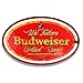 We Feature Budweiser Beer - Reproduction Vintage Advertising Oval Sign - Battery Powered LED Neon Style Light - 16 x 11 x 2 Inches