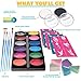 Face Paint Kit for Kids – 14 Premium Set, 12 Palette, 2 x .67 floz Black/White, 30 Stencils, 5 Brushes, Safe Kids Facepainting for Sensitive Skin, Professional Facepaints - Halloween Makeup Kit Body