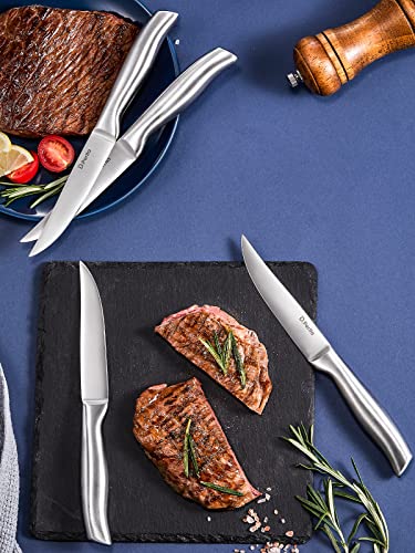 D.Perlla Meat Knife 8 Pieces, Extra Sharp Fixed Blade Meat Knife Set, Professional Fixed Blade Meat Knife for Kitchen Table, 23 cm