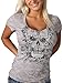 Hot Leathers GLC1037 Silver, L Victorian Skull Ladies Burnout Biker T-Shirt (Silver,Large)