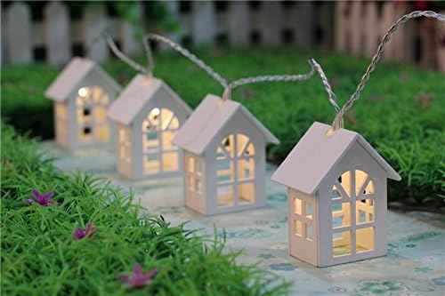 10LED 1.65M Wooden Warm House Shaped String Light 2AA Battery Powered LED String Light for Room Wedding Garden Decoration