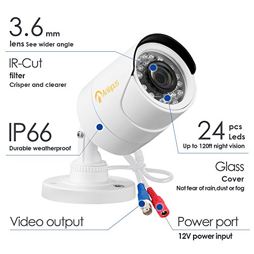 Anlapus 8CH Full HD 1080P HD-TVI Security Camera System, Surveillance DVR with 1TB Hard Drive and (4) 2.0MP 1920TVL Waterproof Outdoor Indoor CCTV Bullet Camera with Motion Detection and Night Vision - Thumbnail 2
