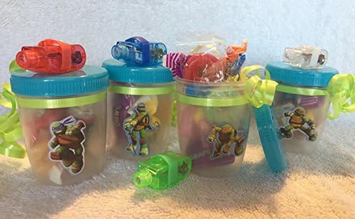 Teenage Mutant Ninja Turtles, TMNT set of 8 custom birthday party favors filled with candy and Bonus LED Finger Light!