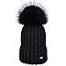 Winter Beanie Hats for Women Real Fur Pom Pom Slouchy Beanies Bobble Ski Cap