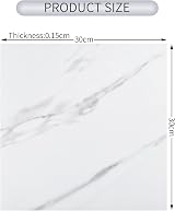 crayfomo 10pk Waterproof Marble White Vinyl Floor Tiles Self Adhesive 30x30cm view 3