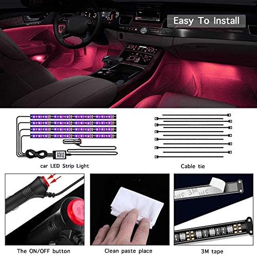 Automotive LED Strip Lights with App-Controlled Multicolor Ambiance and Music Sync