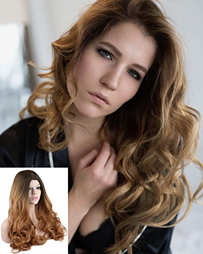 Luxwig Blonde Ombre Color Cosplay 30# Synthetic Hair Wigs 100% Heat Resistant Wave Wigs for Women 24 Inches (Ombre 30#)