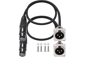 Jalzdieod XLR Female to Male Cable 2-Pack, Stage Box 3 Pin D-Type XLR Pass Through for Patch Panels, Floor Boxes