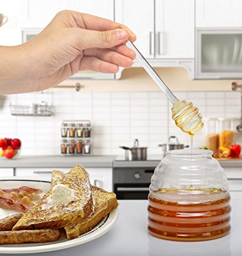 Handmade Honey Jar with Dipper, Glass Made Honey Dipper and Honey Pot, Gorgeous Bee Decor By Hunnibi