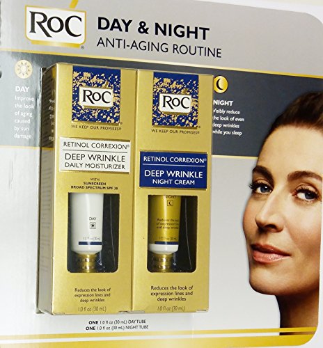 Roc Retinol Correxion Deep Wrinkle Night Cream, and Daily Moisturizer Spf 30 1.0 Fluid Ounces Each Box (Combo Pack)
