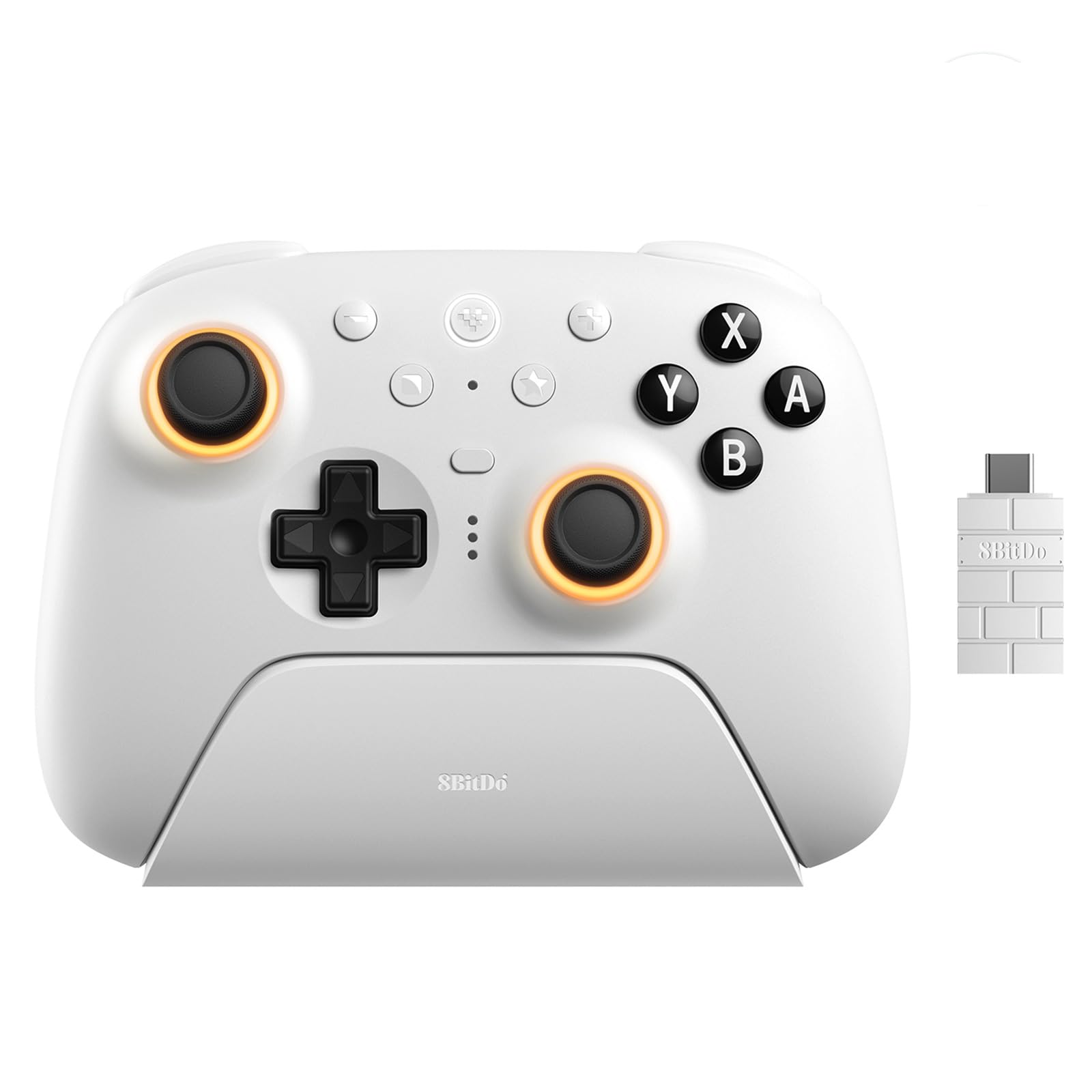 8BitDo Ultimate 2 Bluetooth Controller for Switch, Switch 2, PC&Windows,Switch Pro Controller with TMR Joysticks,Tactile/Hall Triggers,Programmable L4/R4 Bumpers,2 Back Paddle Buttons,RGB Ring,White