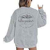 BEBNKGK Christian Sweatshirts for Women Waymaker Christian Print Sweatshirts Inspirational Religious Faith Sweatshirt