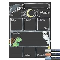Cohas Monthly Milestone Board for Baby with Ocean Theme, Reusable Chalkboard Style Surface, and Liquid Chalk Markers, 12 by 16 Inches, 3 Pastel Markers