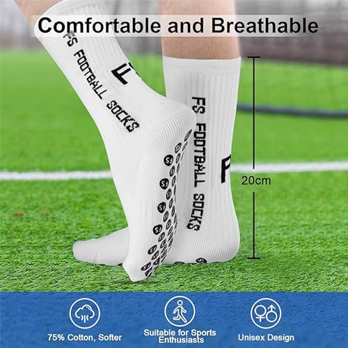 Gohanny Football Socks 3 Pairs Non-Slip Football Socks, Sizes 35-39 39-46, Football Socks for Men and Women, Children - Non-Slip Grip Socks Football - Sports Socks Breathable