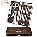 Nail Clipper Travel Set, 12 in 1 Stainless Steel Professional Nail Cutter Manicure Pedicure & Grooming Kits with Leather Case