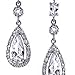 Cubic Zirconia CZ Teardrop Long Dangle Chandelier Prom Statement Earrings For Women .925 Sterling Silver