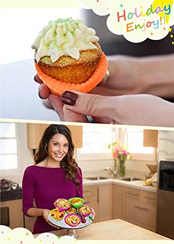 Naomi 2.75" Silicone Baking Cups,24 pcs Muffin Cups- Reusable & Nonstick Muffin Cupcake Molds- Reusable Cupcake Liners in 8 Different Colors