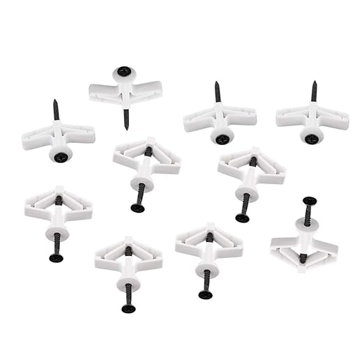 10Pairs Nylon Drywall Anchor Rawl Plugs and Screws for Concrete Brick Stone