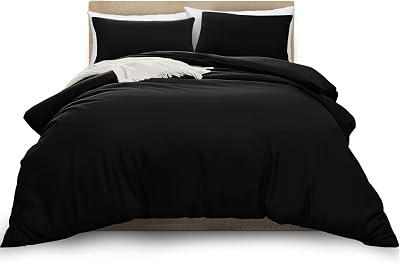 MOONLIGHT20015 Super King Duvet Cover Set Black Solid Microfiber 2 Pillowcases
