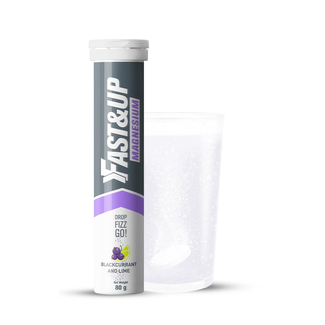 Fast&Up Magnesium - 300mg Magnesium & 10mg Zinc - 20 Tablets - Refreshing Blackcurrant & Lime Flavour