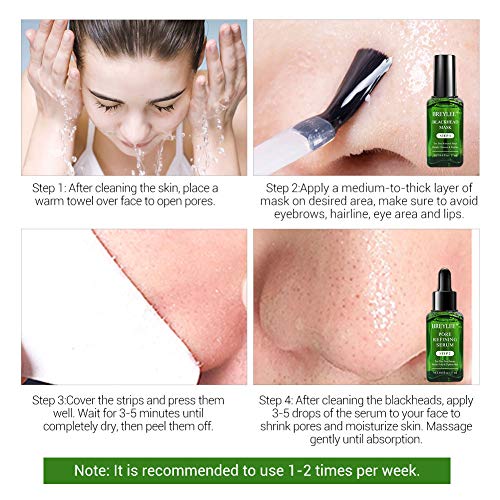 Blackhead Remover, BREYLEE Tea Tree Oil Blackhead Mask Blackhead Removal Strips Face Strips Pore Strips Peeling Mask (17mL, 0.6 fl oz) (With 100 Pcs Strip Paper)