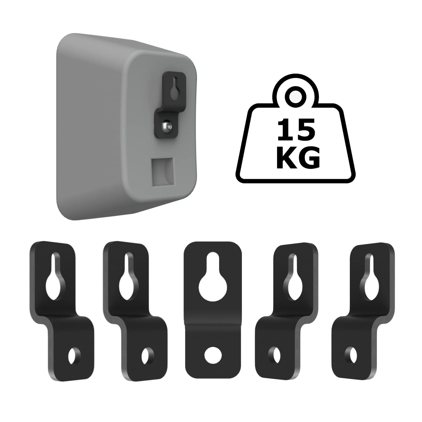 Mars Outpost Slim Universal Satellite Speaker Metal Brackets/Audio Home Theater Surround Wall Mount Support System for Logitech, Panasonic, Bose, Sonos, Yamaha, Others - 15 kg / 5-Pack Made in UK
