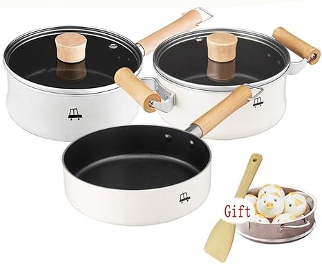 Amazon ミルクパンフライパン鍋スチーマーセットファミリーキッチン多機能3イン1コンビネーションセットで強化ガラスカバー 雪平鍋 オンライン通販