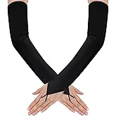 oruola Long Fingerless Gloves,Black Satin Gloves for Bridal Wedding Party Goth Punk 80s Party Cosplay Costume Accessories,Stretchy Long Glove Fingerless