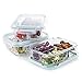 Glass Meal Prep Containers - 3-Compartment Glass Food Storage with Lids - Divided Lunch Containers - Bento Box