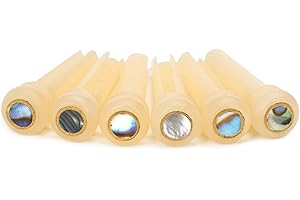 Miwayer Guitar Bone Bridge Pins Real Bone Unbleached Vintage Style Replacement Parts for 6 & 12 String Acoustic Guitar (Unbleached Big Abalone Dot)
