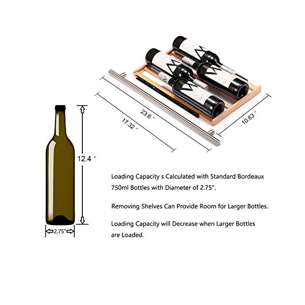 Bossin-Wine-Cooler-Refrigerator-Fridge-28-Bottles-Dual-Zone-Wine-Cellar-Built-in-Freestanding-Wine-Chiller-with-Stainless-Steel-Digital-Memory-Temperature-ControlWood-ShelvesSilverCompressor