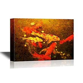 Red Golden Fish on Abstract Background
