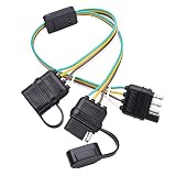 MICTUNING Universal 4 Way Flat Y-Splitter Plug and Play Adapter Extension Harness for LED Tailgate Light Bar and Trailer Lights