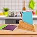 Vremi 5 Piece Plastic Cutting Board Holder Set - BPA Free Dishwasher Safe Colorful Kitchen Cutting Boards Bamboo Holder - Small Color Coded Chopping Boards for Meat Vegetables and Fish