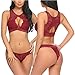 ADOME Women Sexy Lingerie 2 Piece Lace Babydoll Bra and Panty Sets Mini Sleepwear