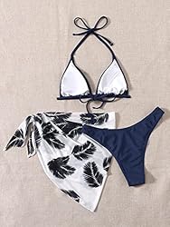 SOLY HUX Women's 3 Piece Swimsuits Print Halter
