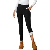 EDOTON Fleece Lined Leggings Women Winter Warm High Waisted Yoga Pants Tummy Control Thermal Leggings with Pockets