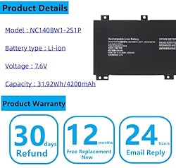 Aluo NC140BW1-2S1P New Laptop Battery compatable