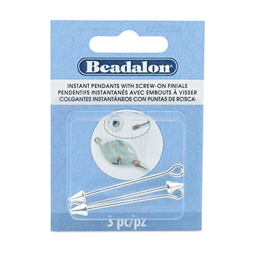 Beadalon Instant Pendant, Cone Screw-on Finials Silver Plated E-Coat