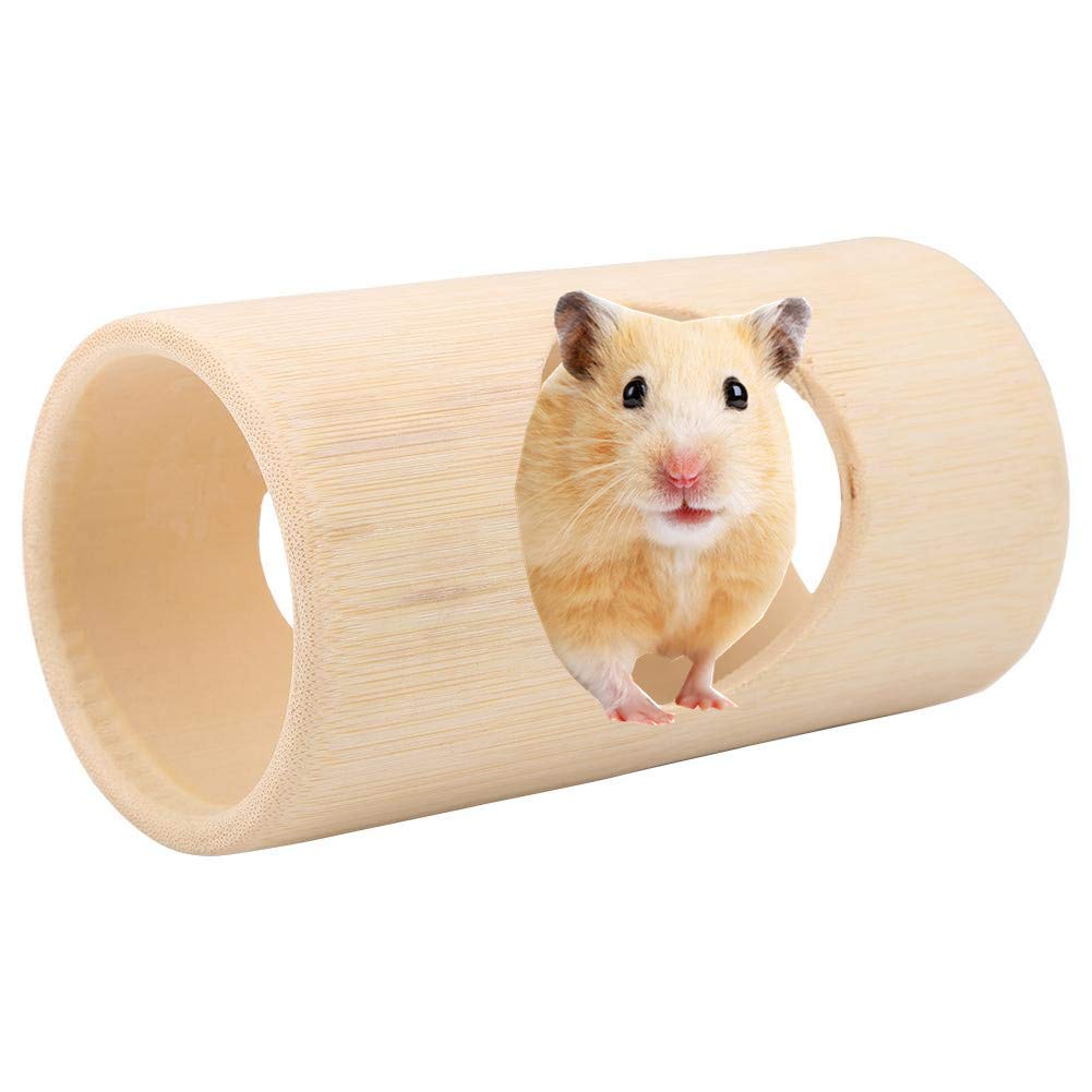 Natural Bamboo Hamster Tunnel Toy for Small Pets - Fun Activity Tube for Chinchillas, Guinea Pigs, Squirrels, Hamsters, Mice, Gerbils (Large)