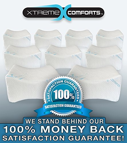 Orthopedic Memory Foam Knee Pillow – Contoured Pain Relief Support Wedge For Sciatic Nerve, Hip Joint, Leg & Back Pain – Hypoallergenic Washable Bamboo Cover - Side Sleepers, Maternity Xtreme Comforts