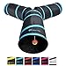 Purrfect Feline Longer Tunnel of Fun, Collapsible 3-Way Cat Tunnel Toy with Crinkle (Large, Blue)