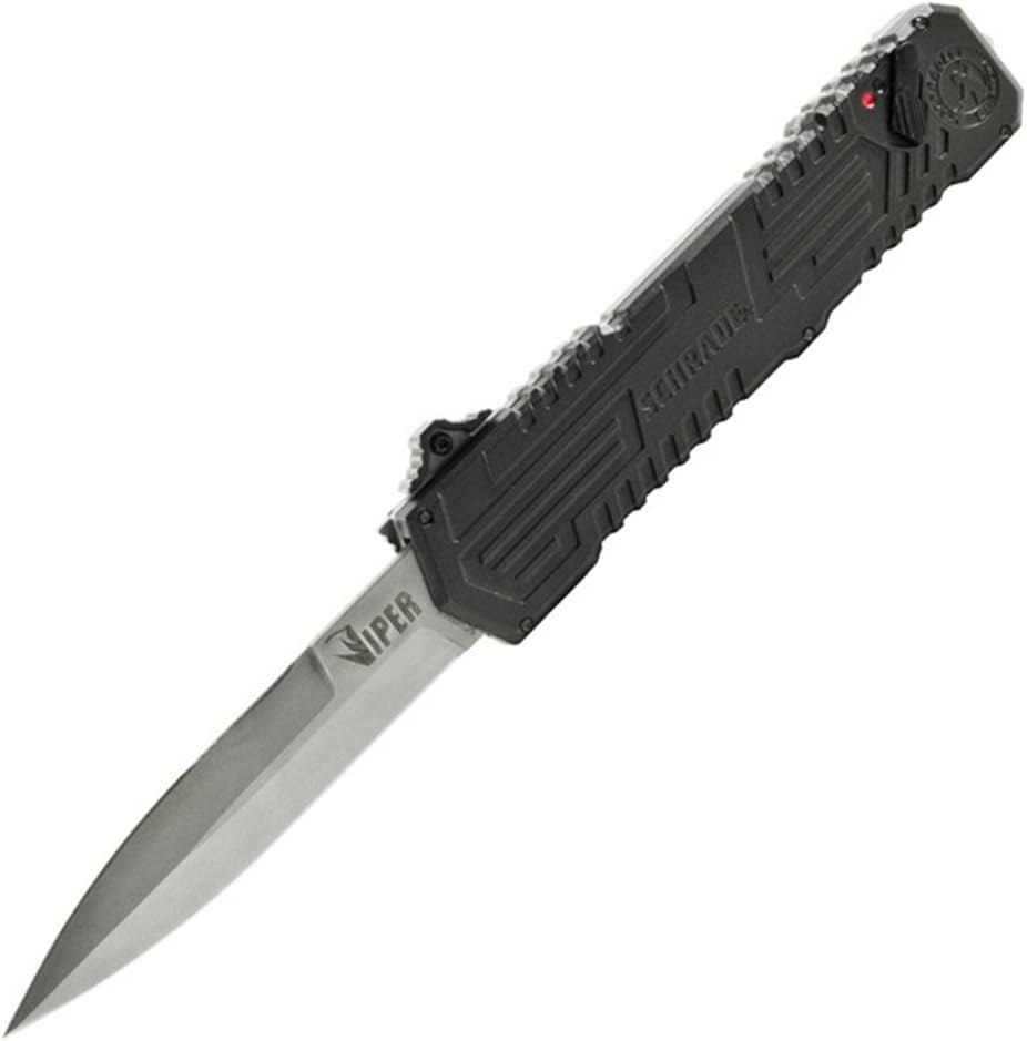 BTI Tools Schrade Viper 3 OTF Black Handle Bead Blast Blade Plain