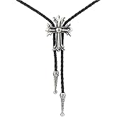 Doitby Cowboy Bolo Tie for Men, Vintage Cow Skull Bolo Tie Necklace Native American Necktie for Men Women