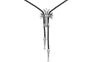 Doitby Cowboy Bolo Tie for Men, Vintage Cow Skull Bolo Tie Necklace Native American Necktie for Men Women