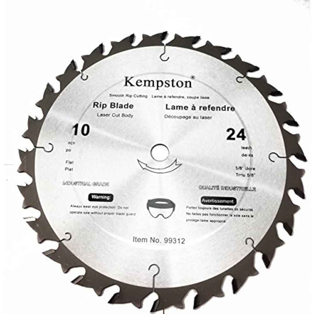 Kempston 99312 10Inch 24 Tooth Industrial Rip Thick Kerf Blade 5/8