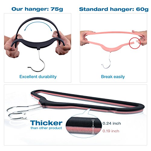 IEOKE Velvet Hangers, Nonslip Clothes Hangers Heavy Duty 360 Swivel Hanger Hook Ultra Thin Clothes Racks Perfect for Space Saving 50 Pack Black