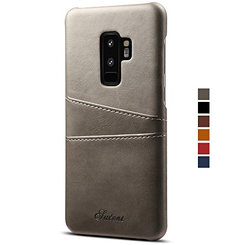Samsung Galaxy S9 Plus Ultra Slim PU Leather Wallet Phone Case with 2 Cards Slots Phone Cover Credit Card Holder for Men / Women, 6.2 inches Gray