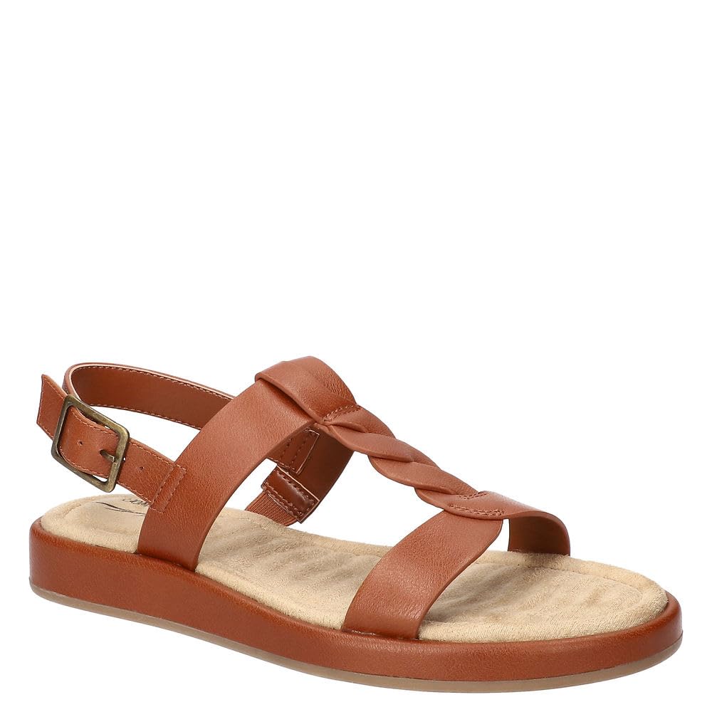 Easy Street Women’s Tampa Flat Sandal, Cognac, 6